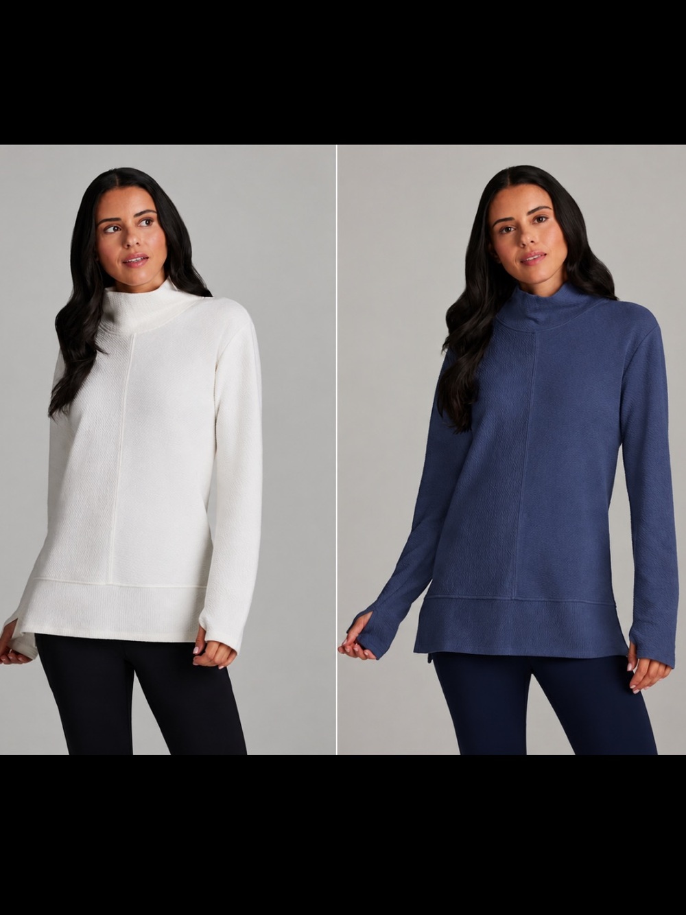 RBX Mock Neck Pullover sweatshirt tunic - Size XL (1 Blue and 1 cream)